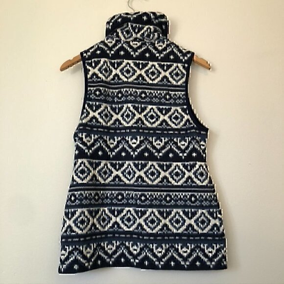 NEW NWT AMERICAN LIVING Blue Navy Cream Aztec Tribal Print Fleece Vest Small S - Picture 10 of 12